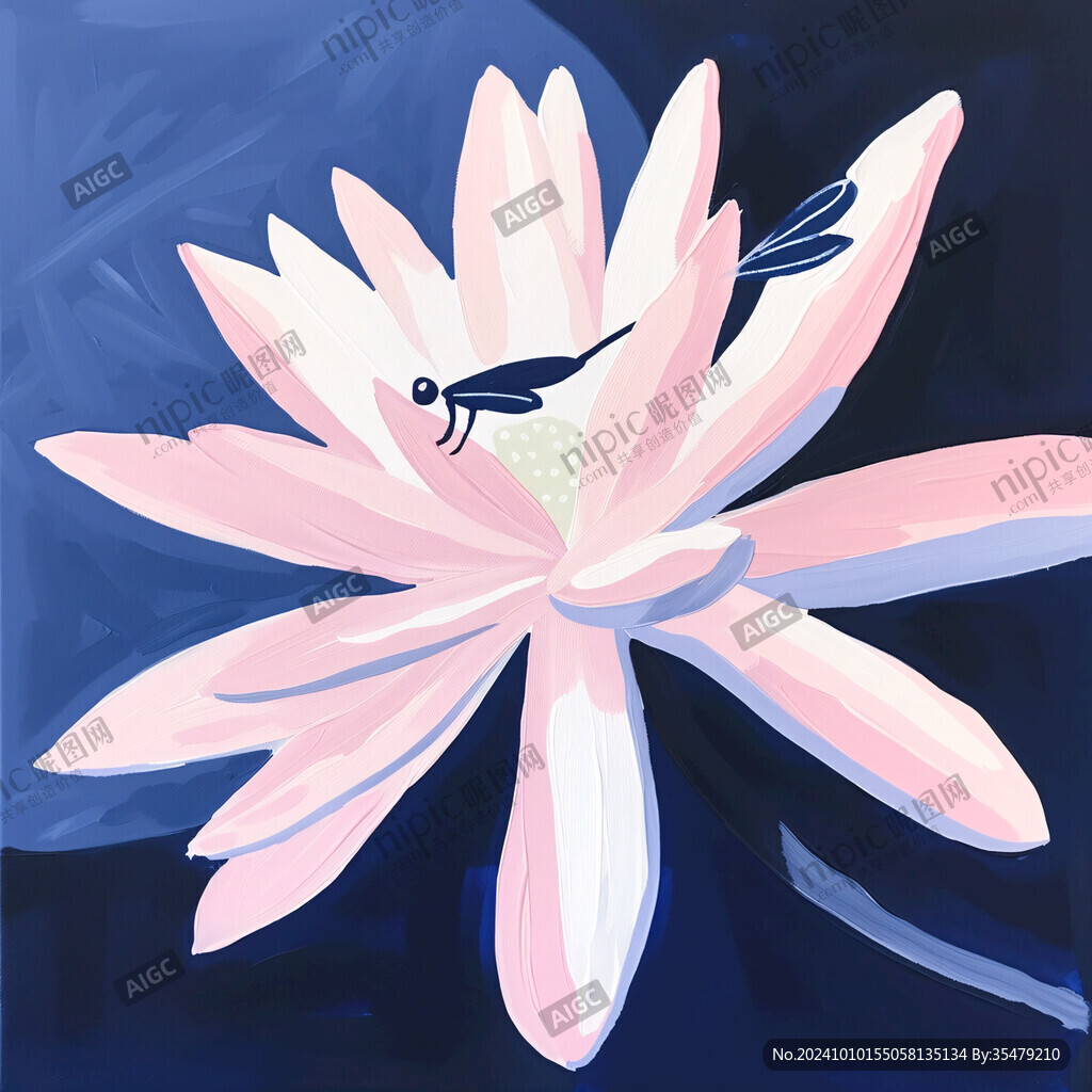 蜻蜓荷花插画