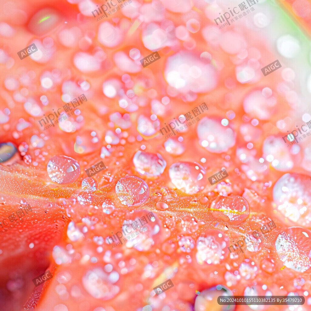 红花水珠露珠