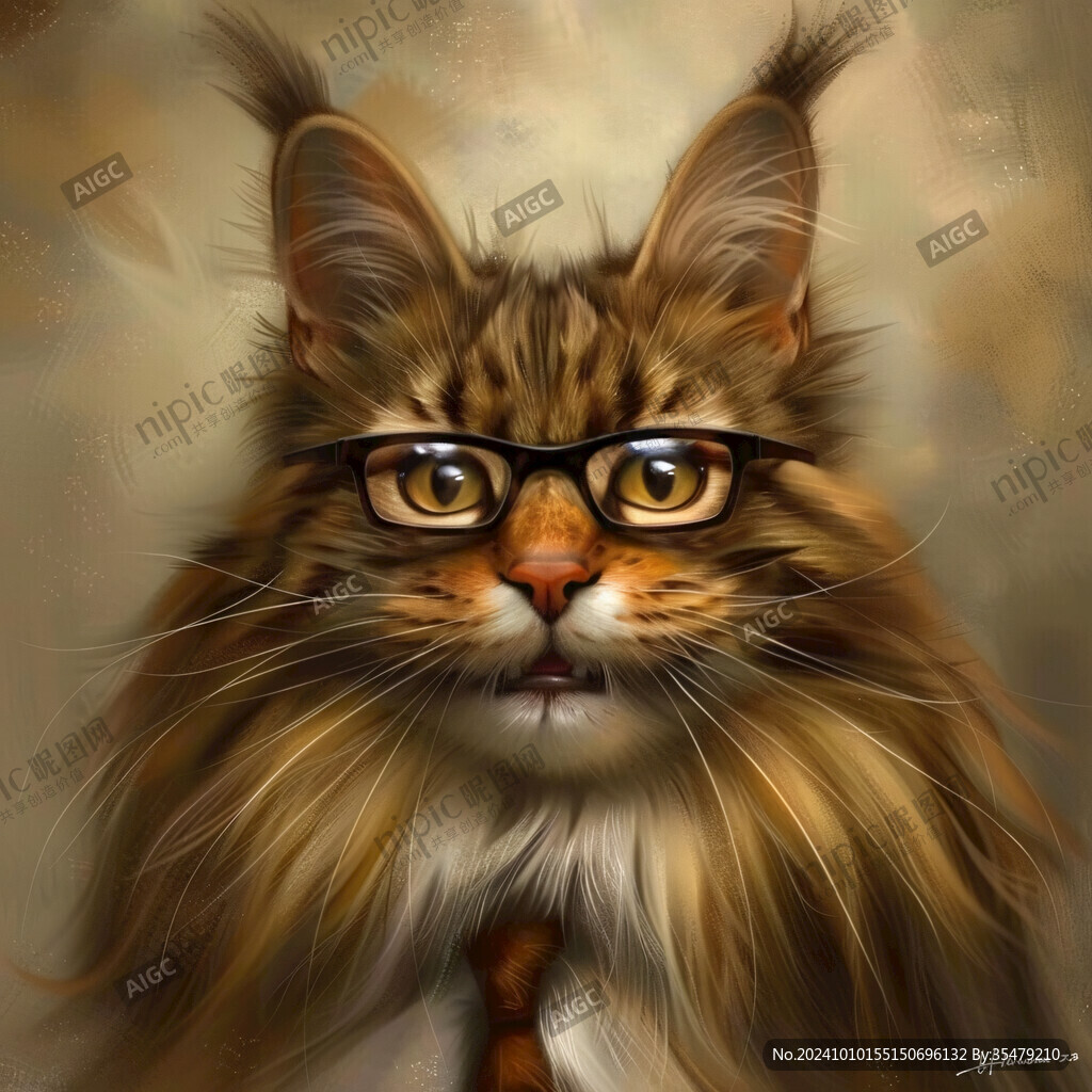 写实猫毛茸茸宠物插画