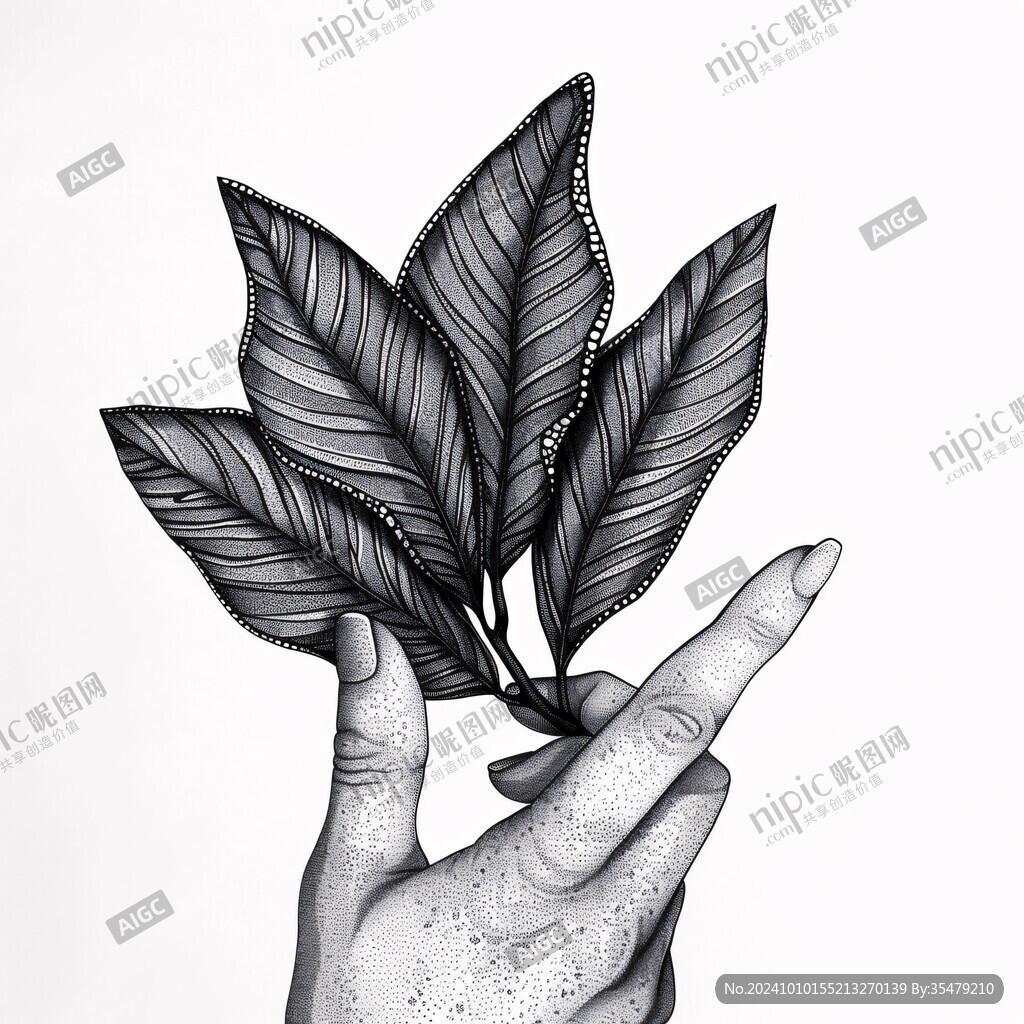 手绘大青叶