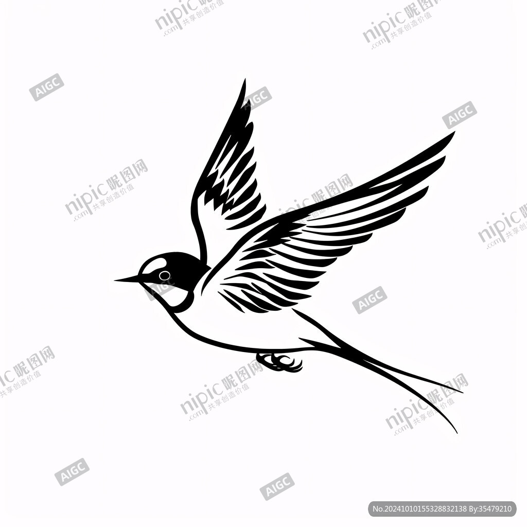 燕子线描图