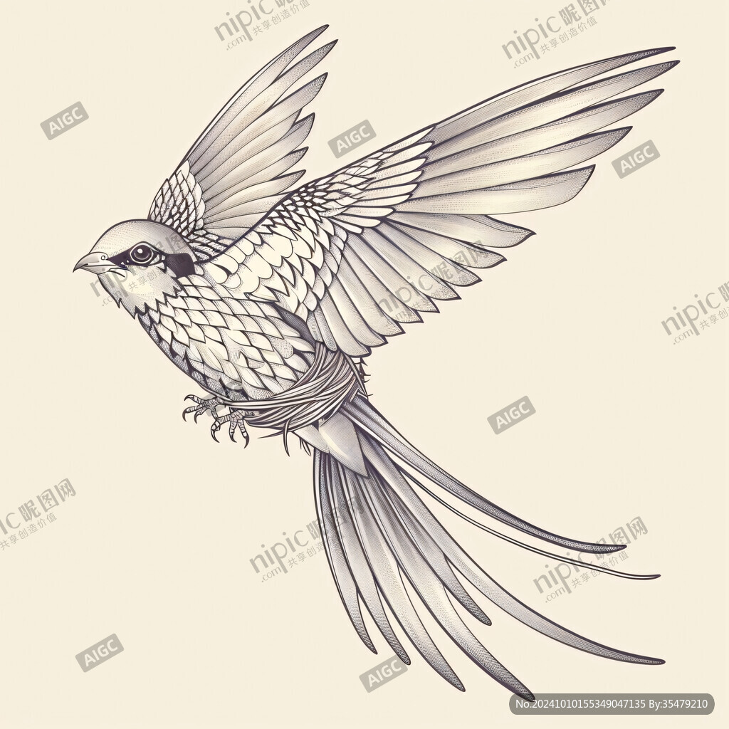 麻雀手绘插画