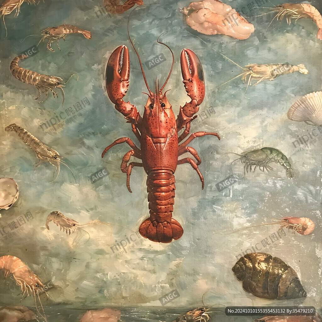 餐饮壁画龙虾
