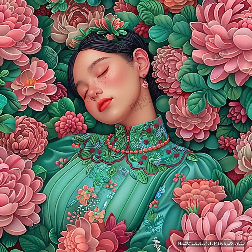 女性国潮插画