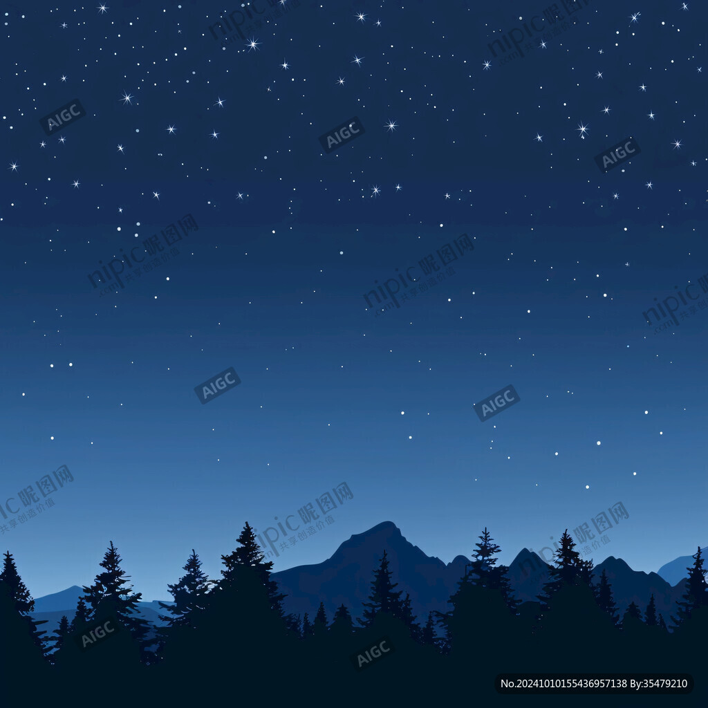 蓝色星空天空山脉