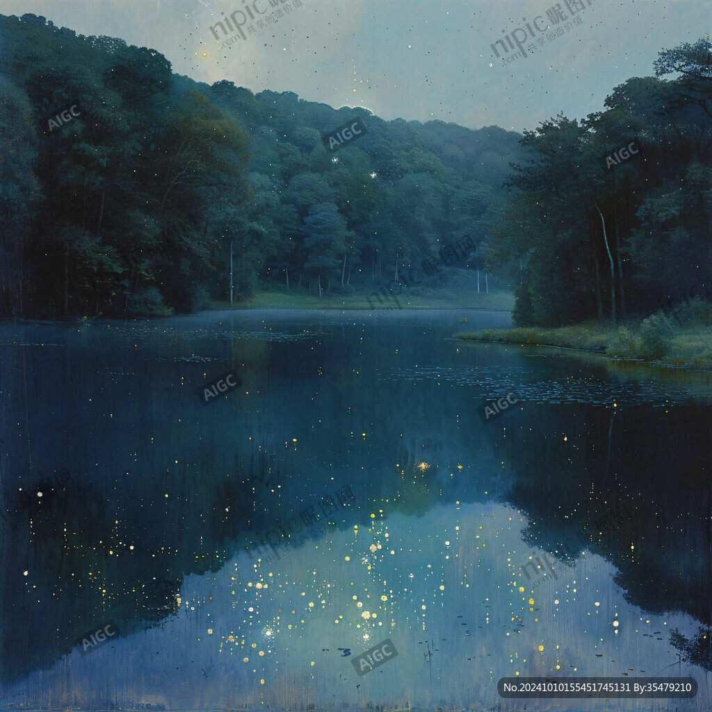 萤火虫夜晚挂画
