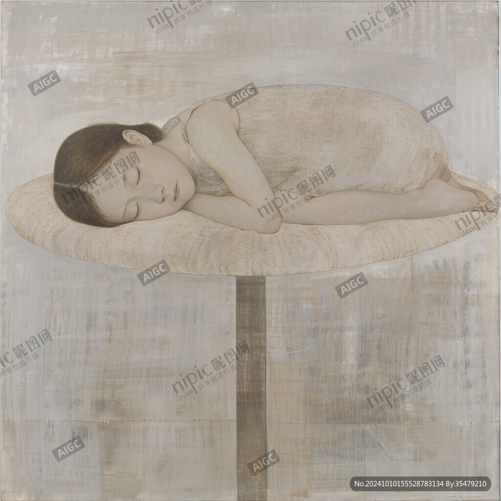 东方睡眠女子插画