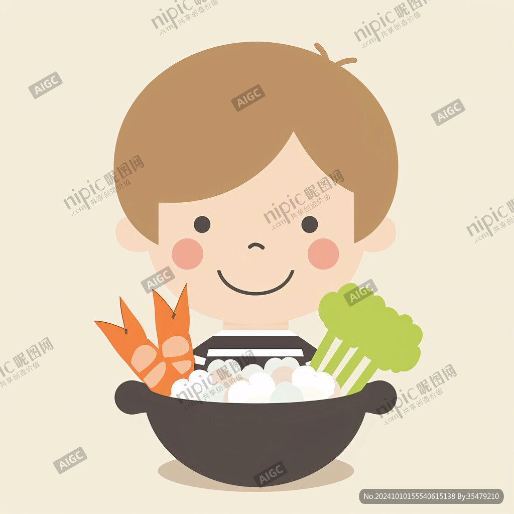 做美食男孩插画