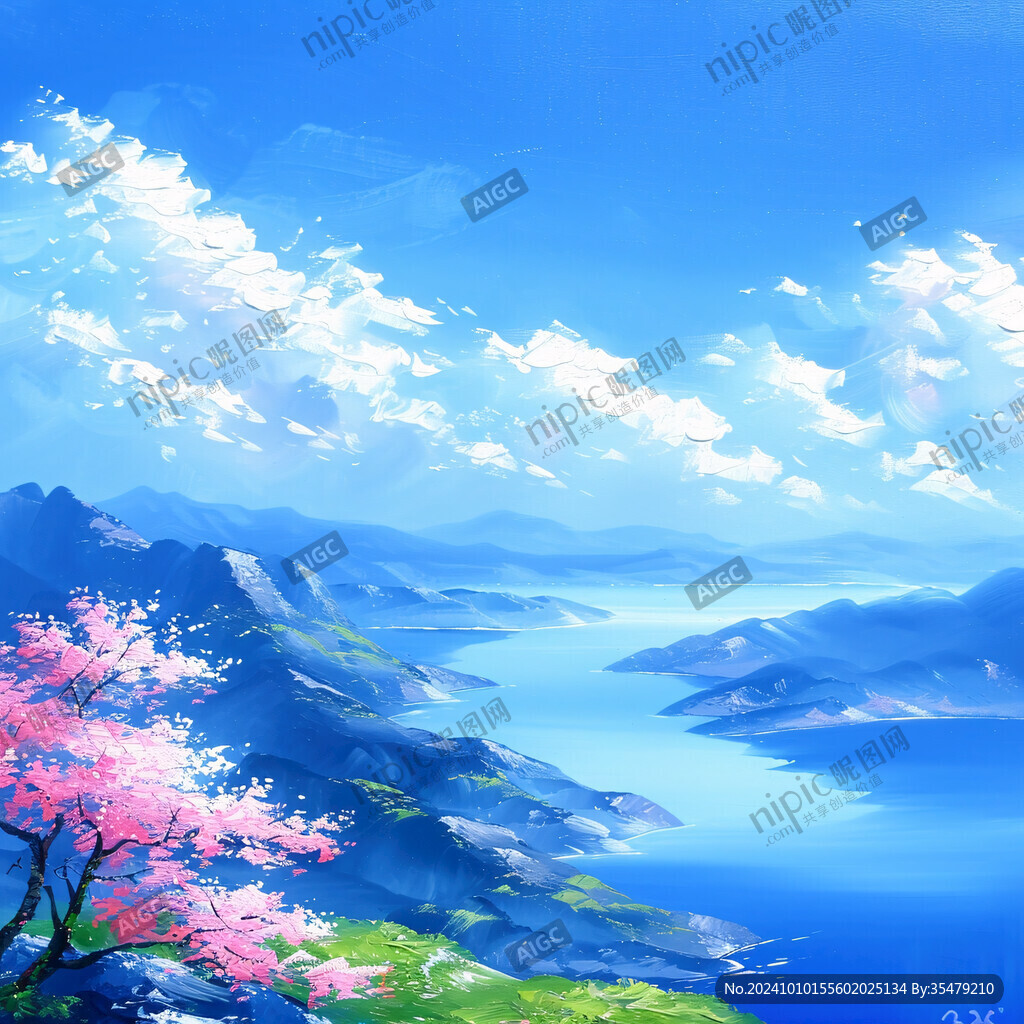 蓝色梦幻山水风情