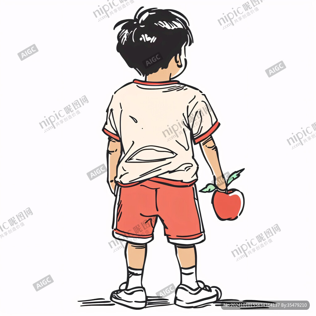 卡通男孩背影