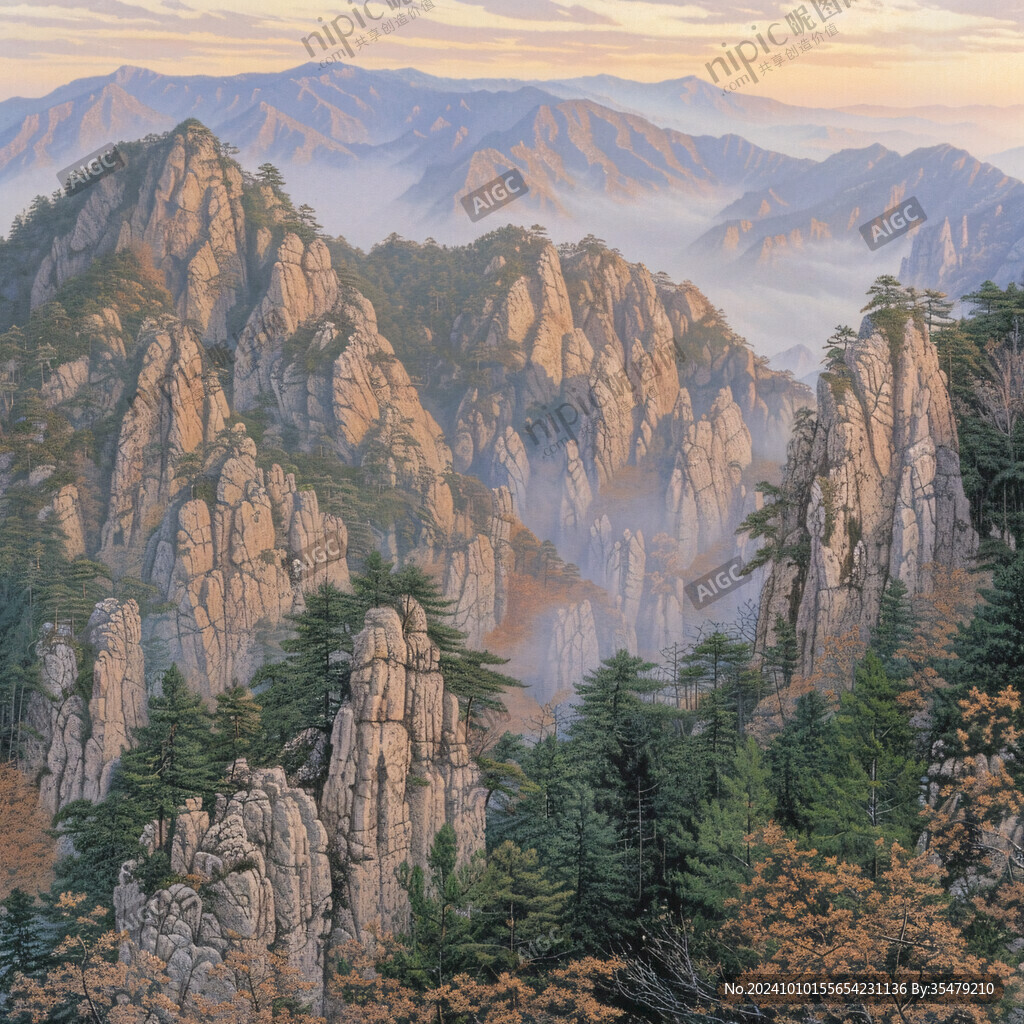 禅境山峰群山国画油画