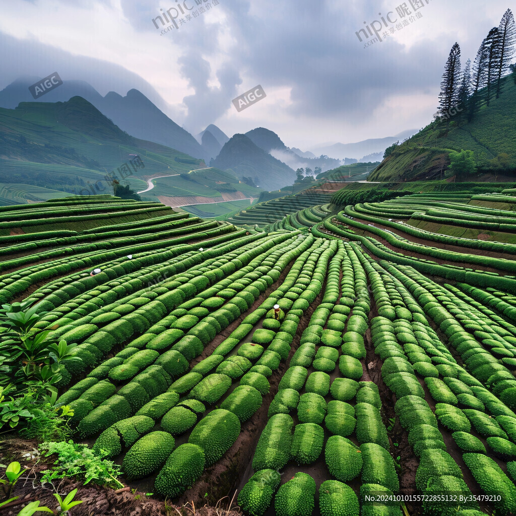 超广角茶田图