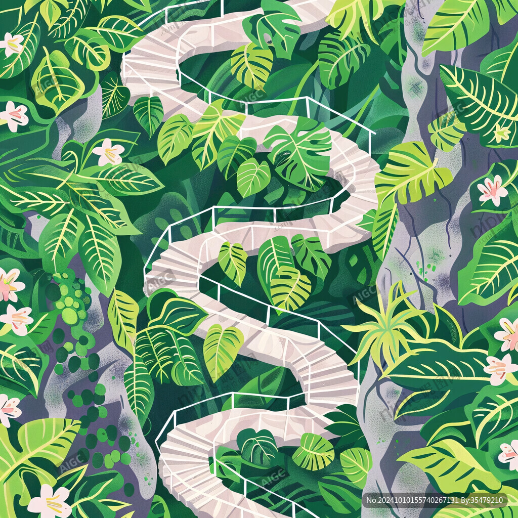 蛇形植物走廊装饰插图