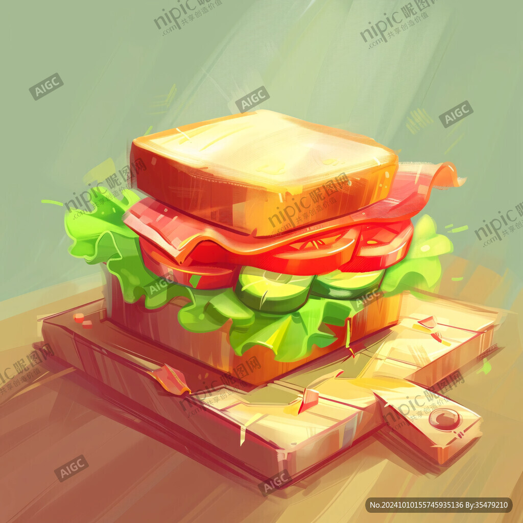 高清汉堡插画