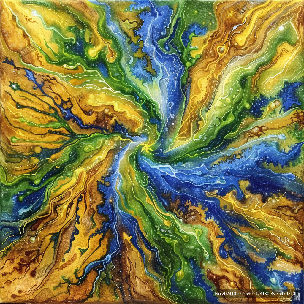 流彩流体浇筑画