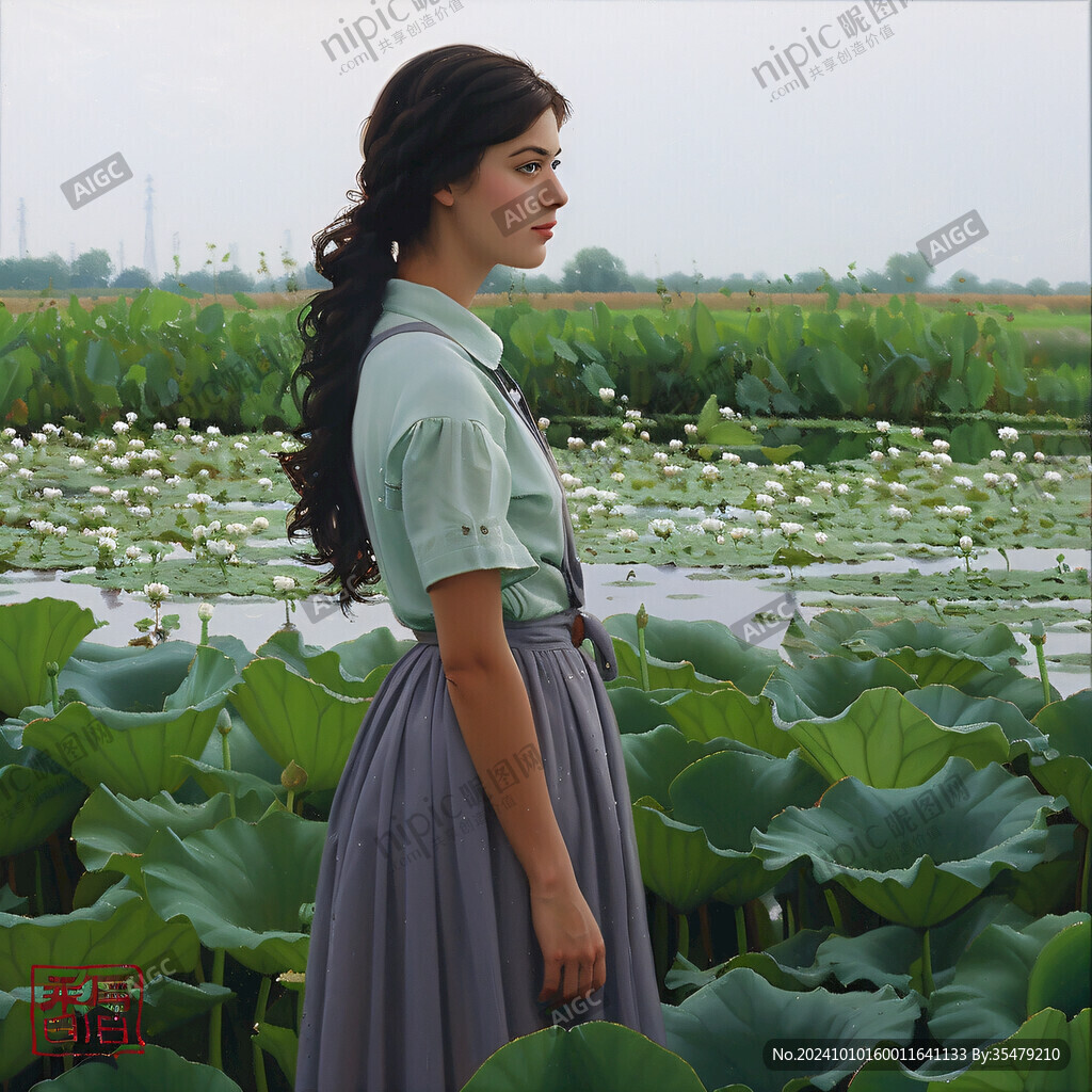 荷塘边的姑娘