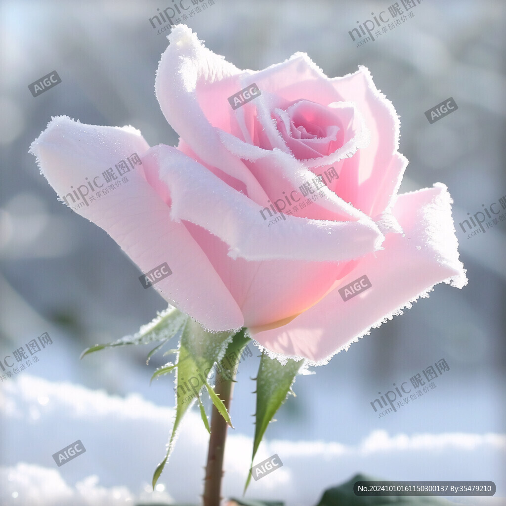 雪后玫瑰花