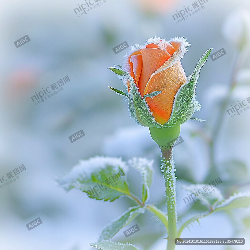 雪后玫瑰花