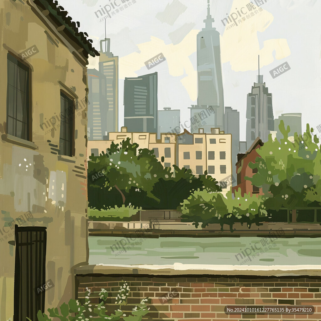 华东地区城市建筑插画