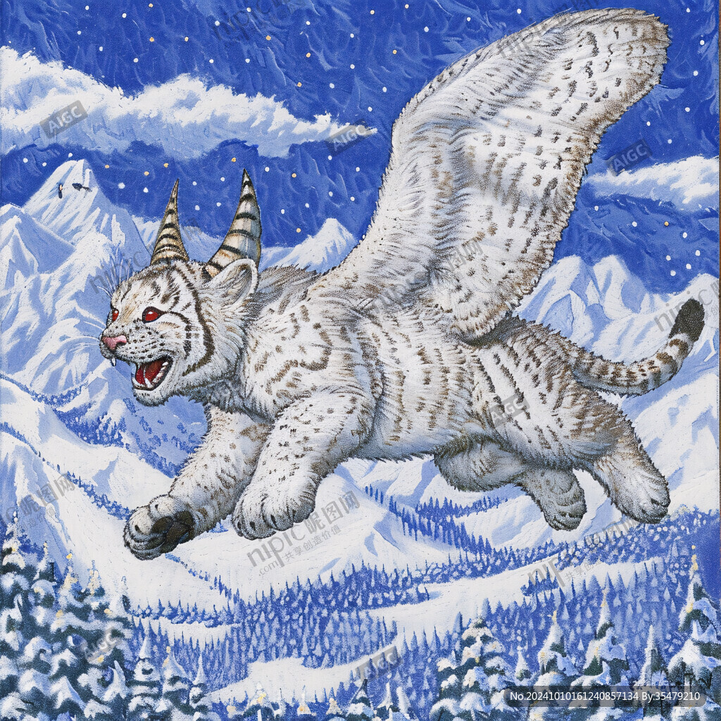 可爱雪豹插画