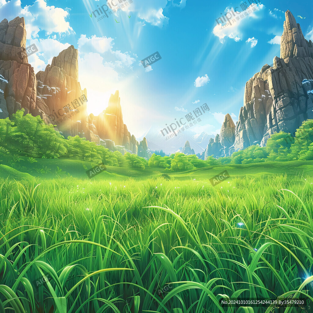 草地场景插画