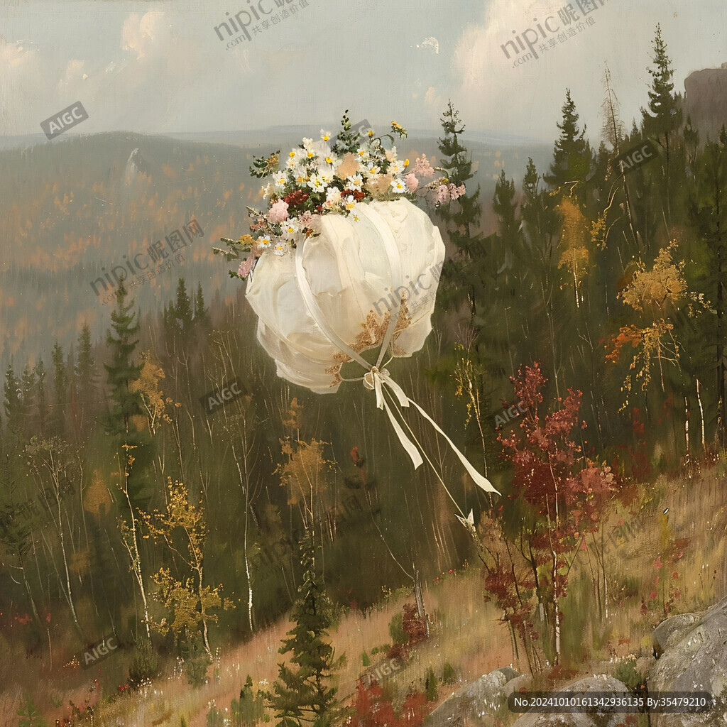 秋色手绘花艺素材