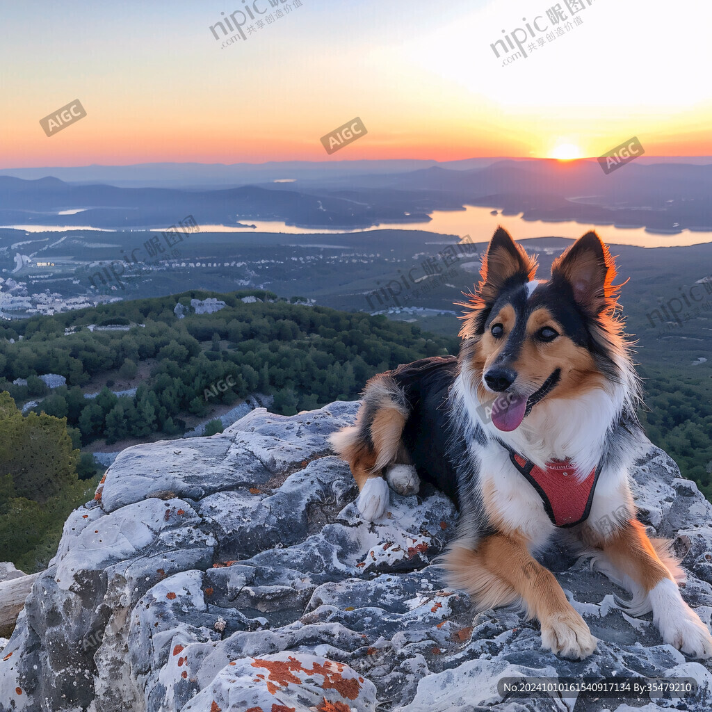 夕阳下的狗狗