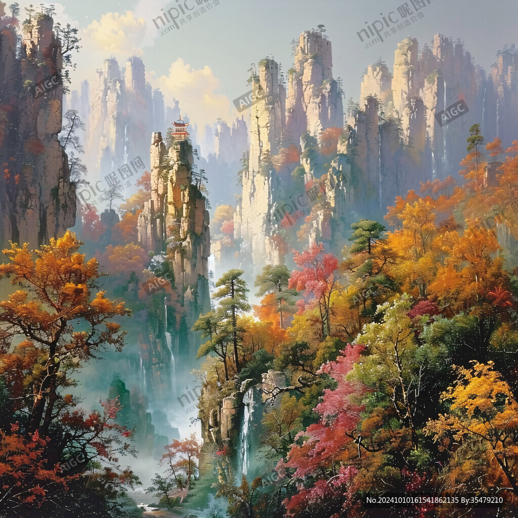 山水风景彩绘