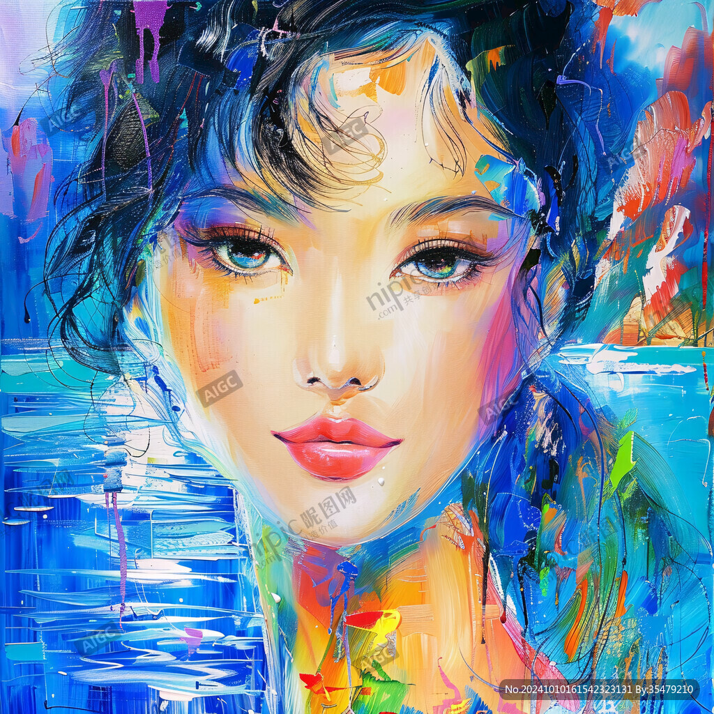 现代美女绘画时尚彩绘