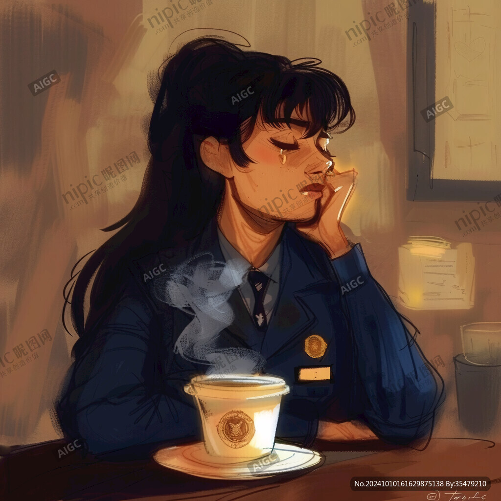 插画咖啡少女