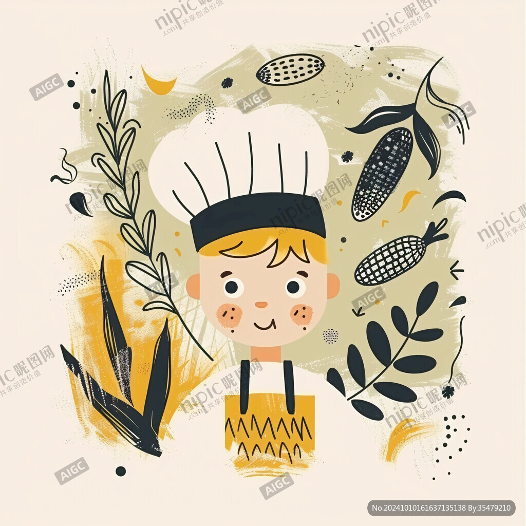 做美食男孩插画