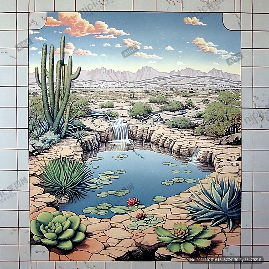 水塘立体画