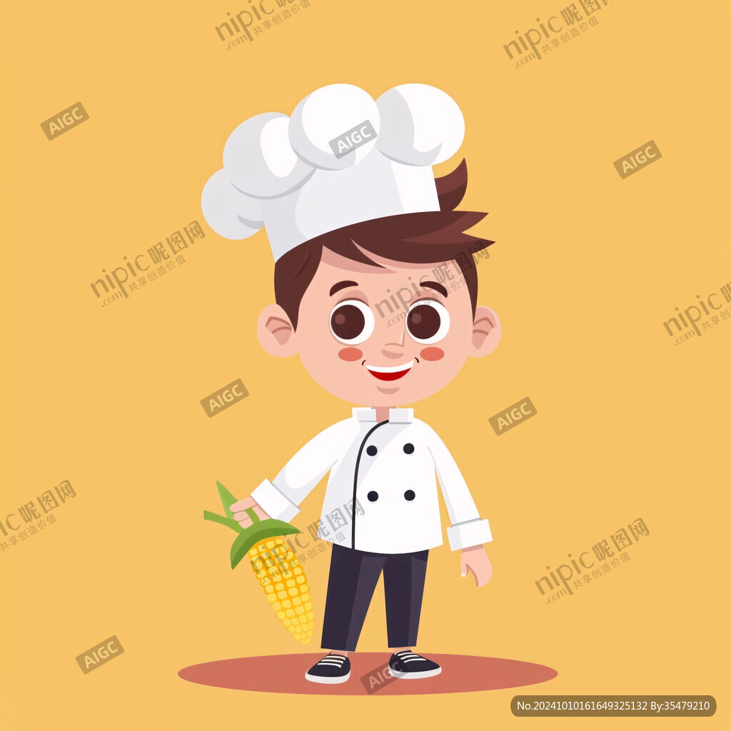 卡通可爱小芒果厨师