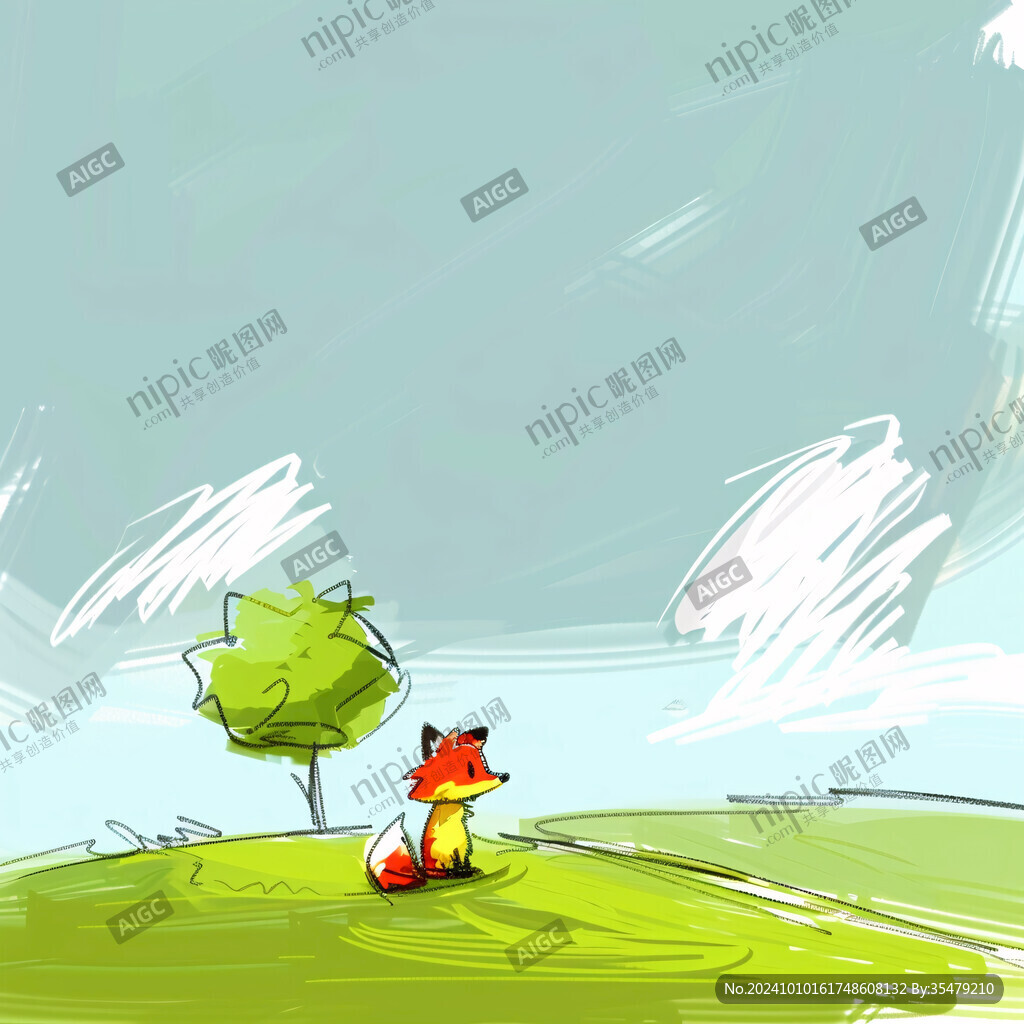 孤独的小狗插画