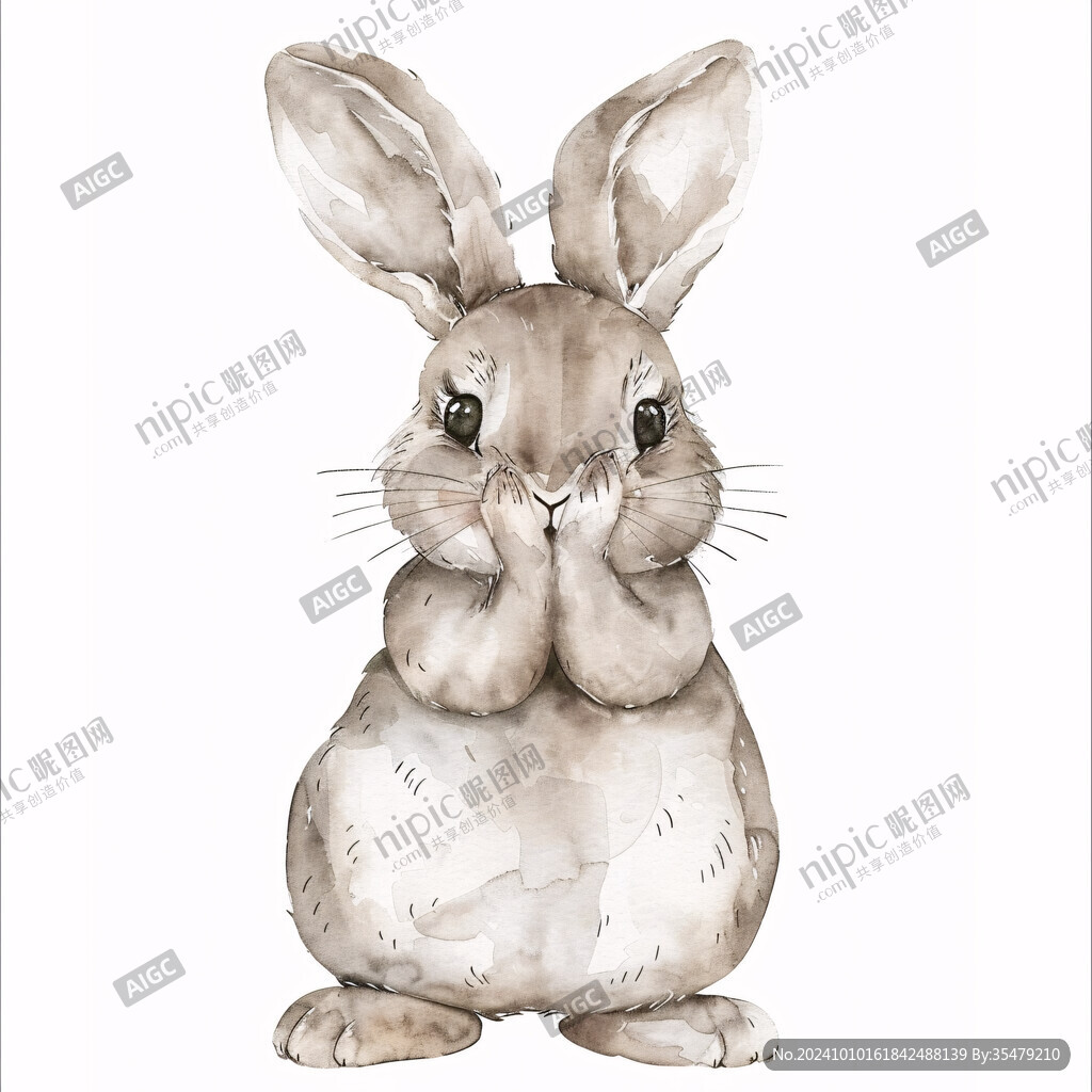 手绘兔子插画兔子
