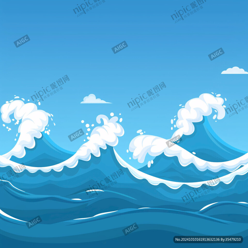 波涛海浪插画