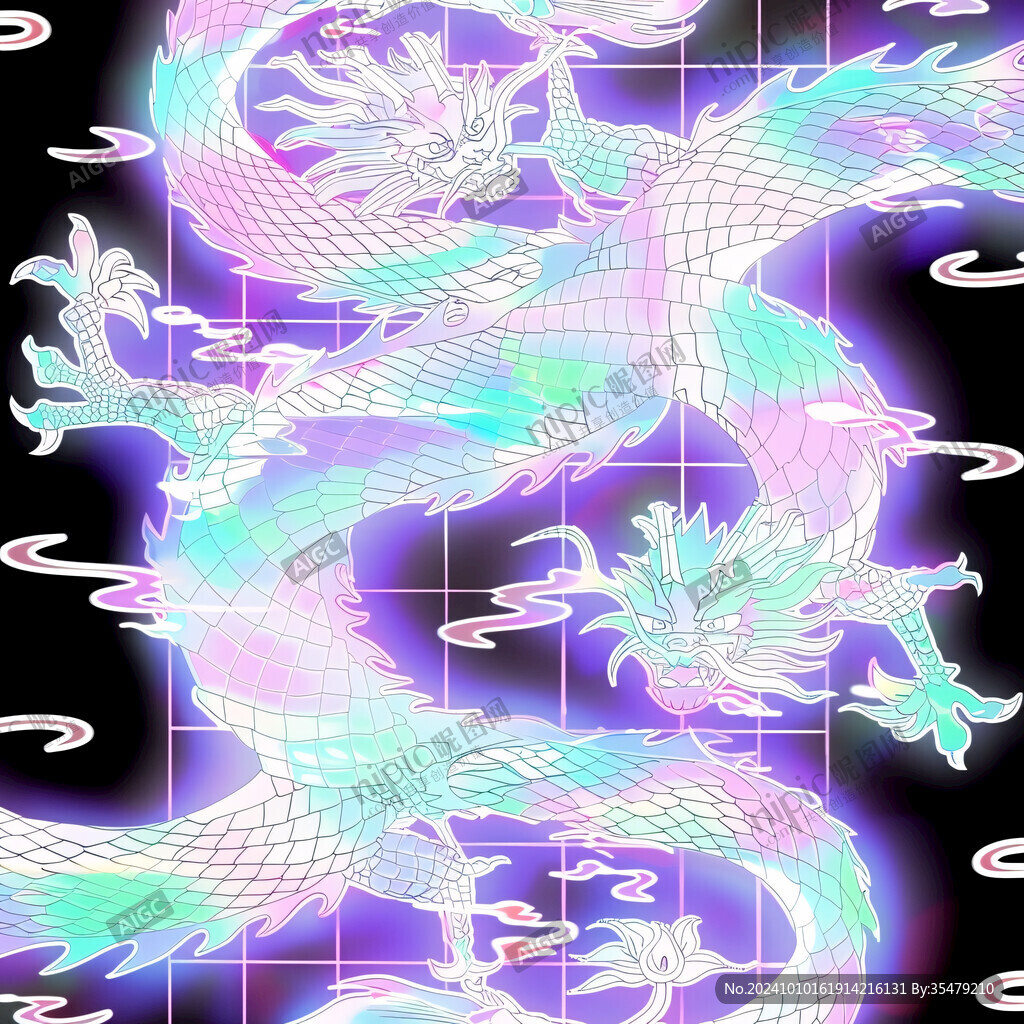 龙国潮印花图案