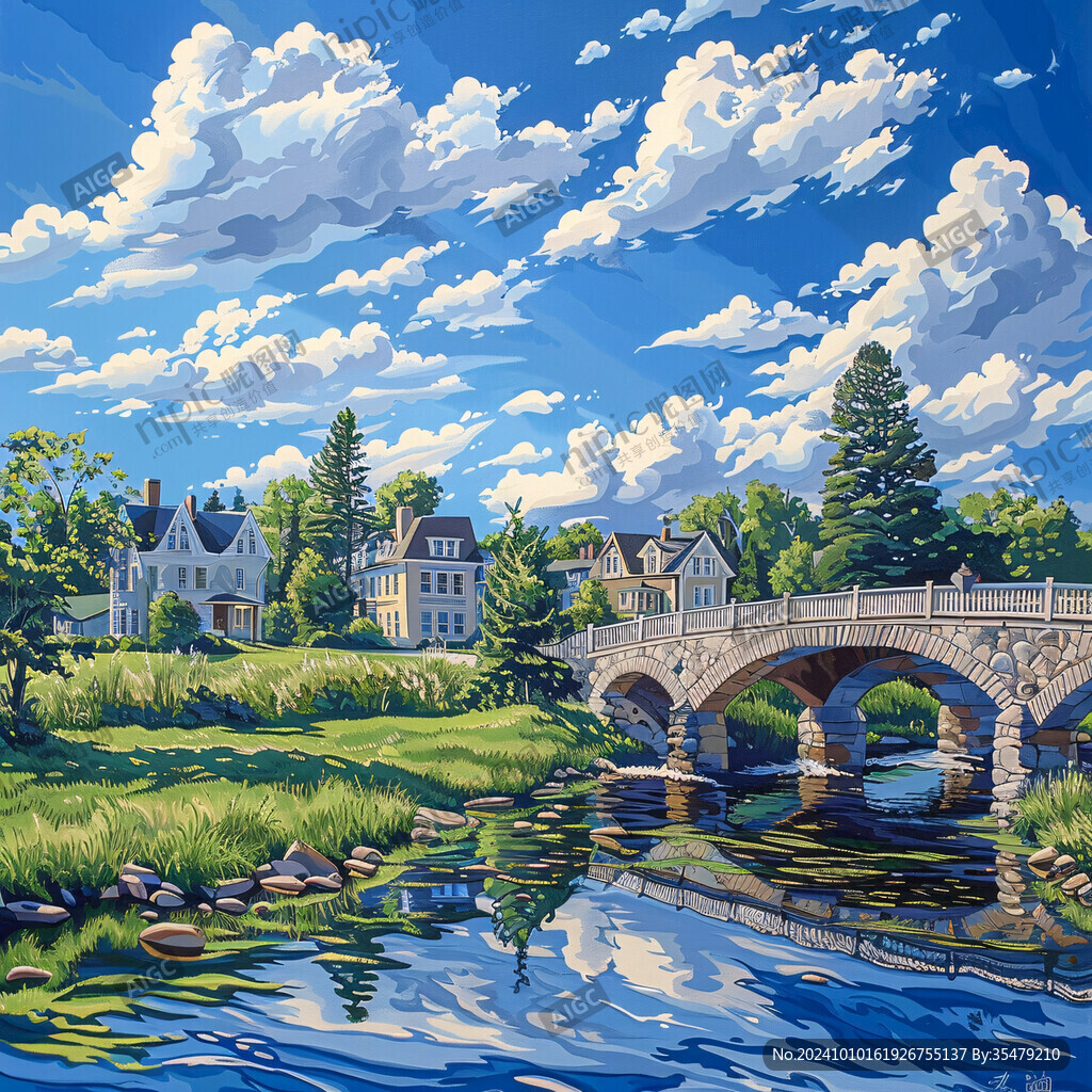 石桥风景画