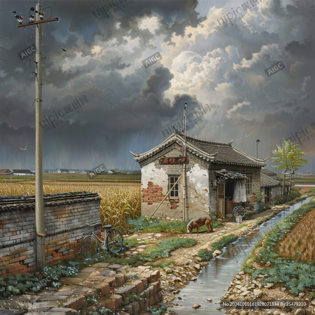 农家饭店风景画