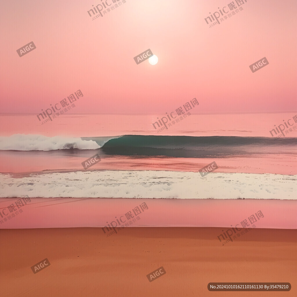 粉红色超现实海景