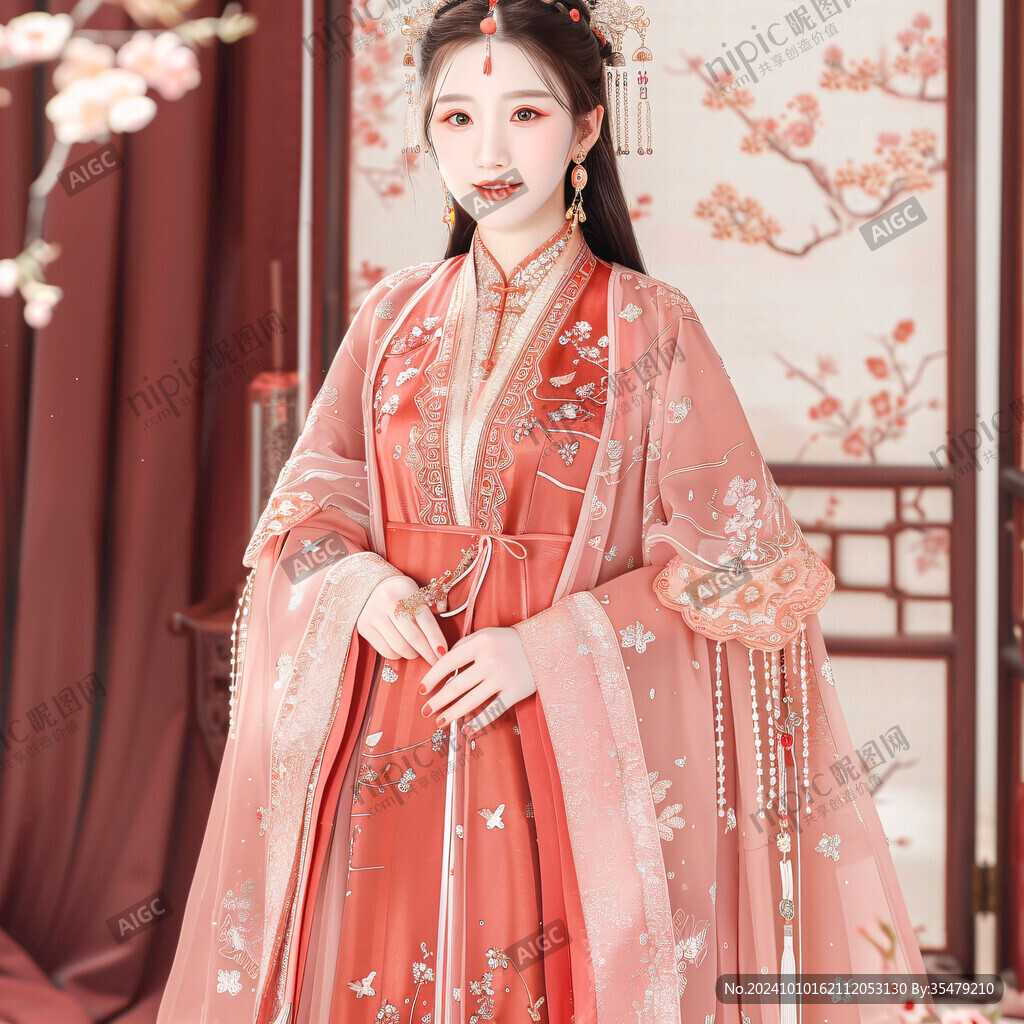 红色古代汉服