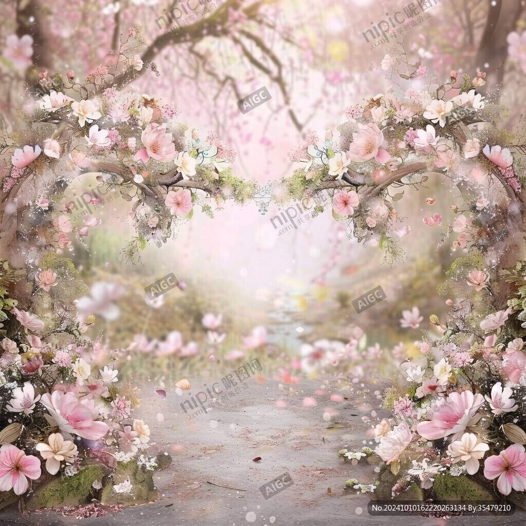 梦幻背景杏花杜鹃花