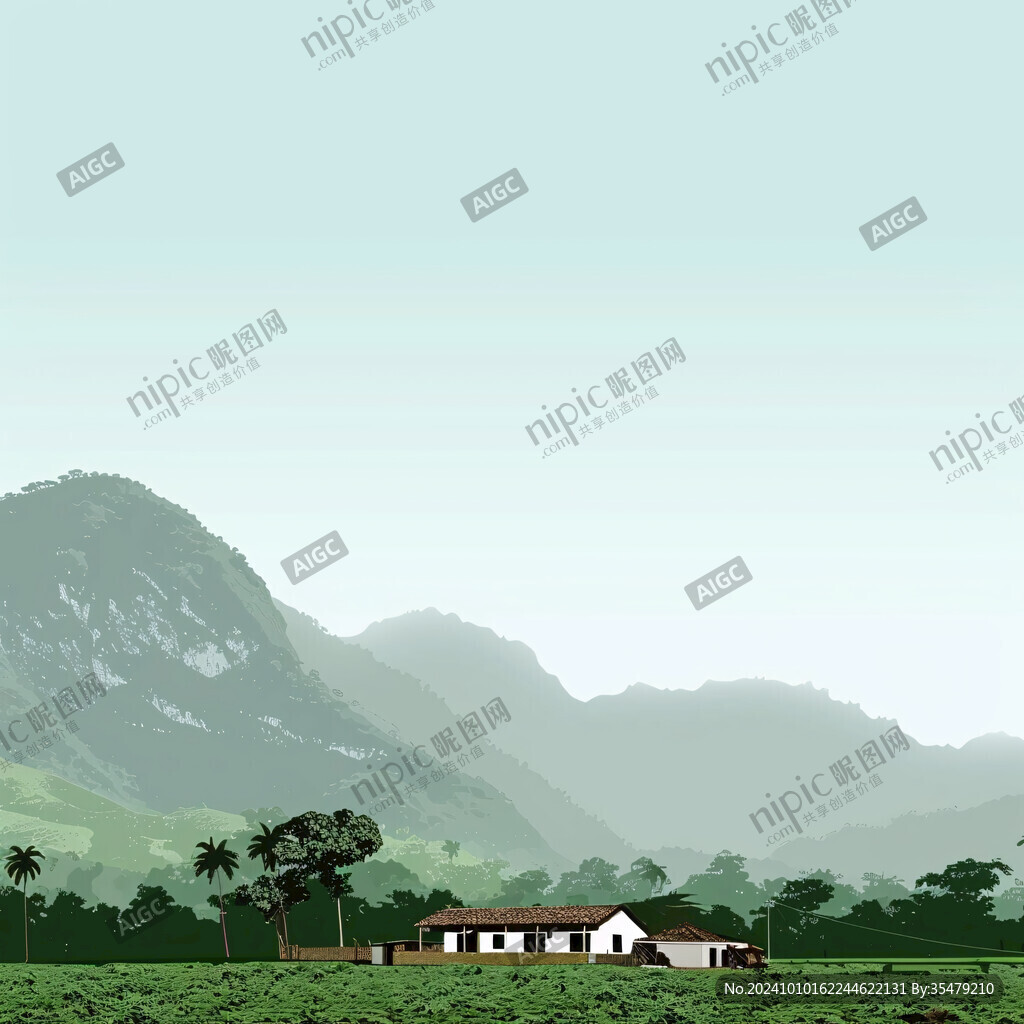 山村民居插画