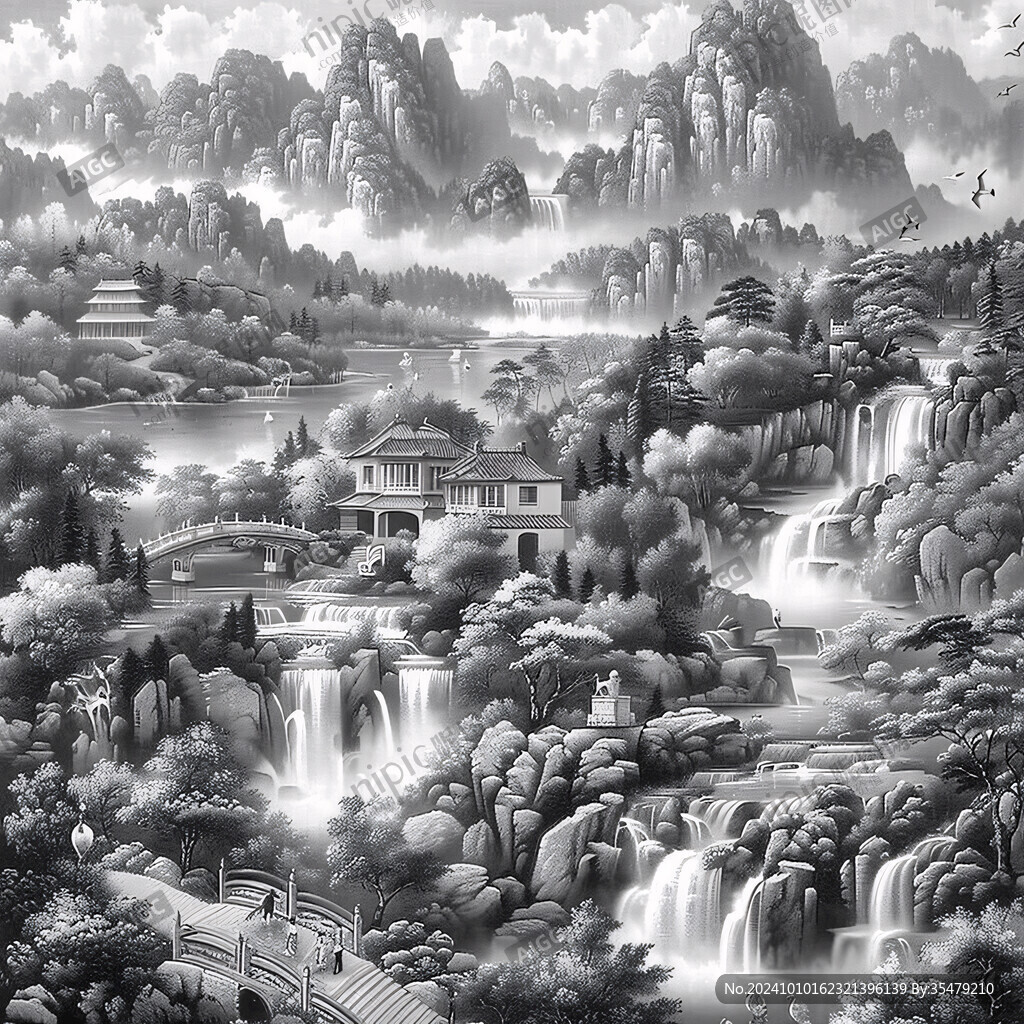 3d工笔山水图