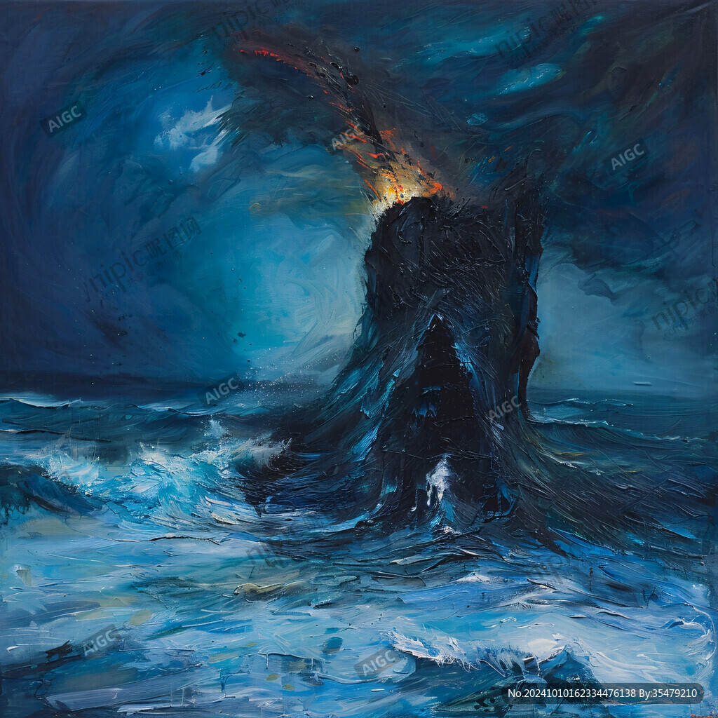 大海蓝色调油画