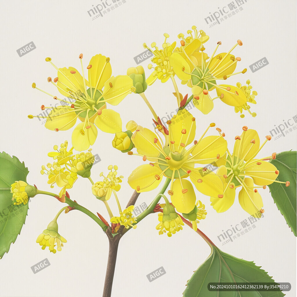 黄花九轮草插画春天