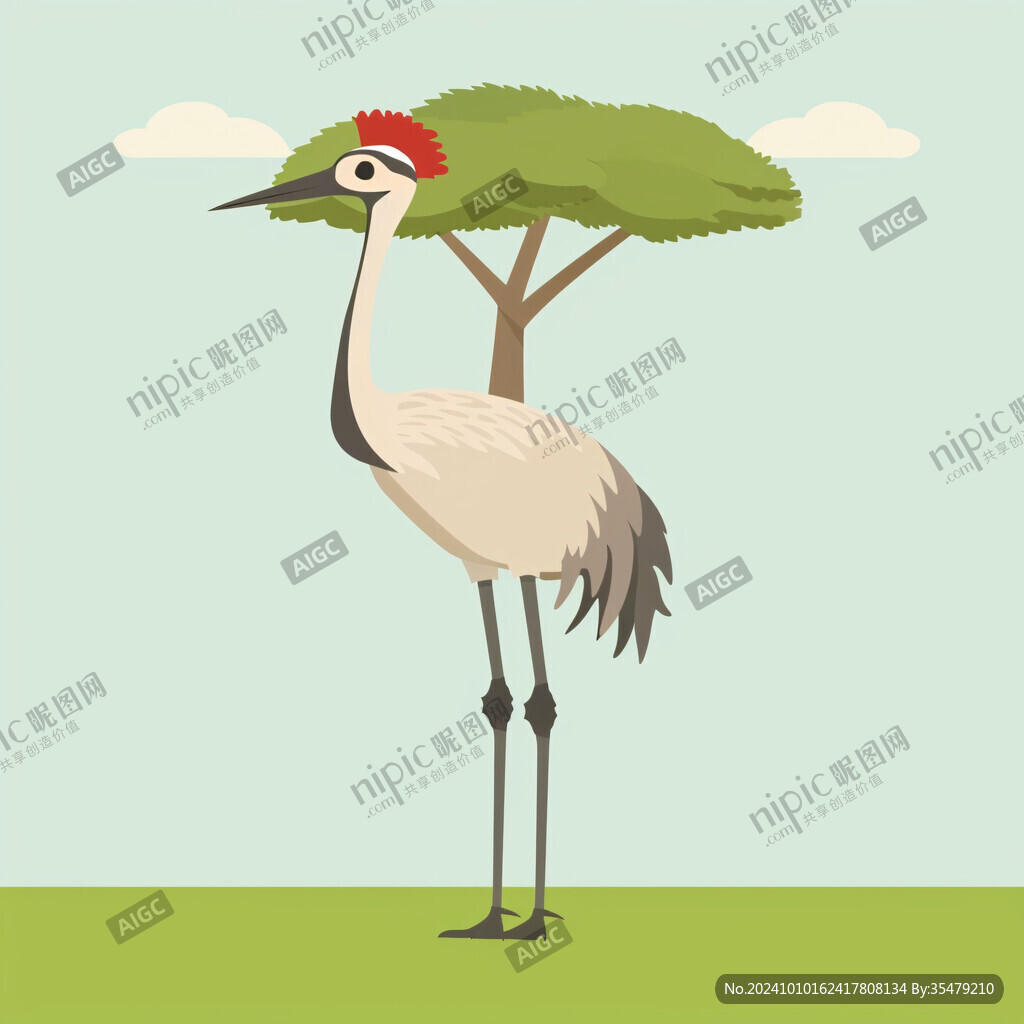 卡通丹顶鹤形象