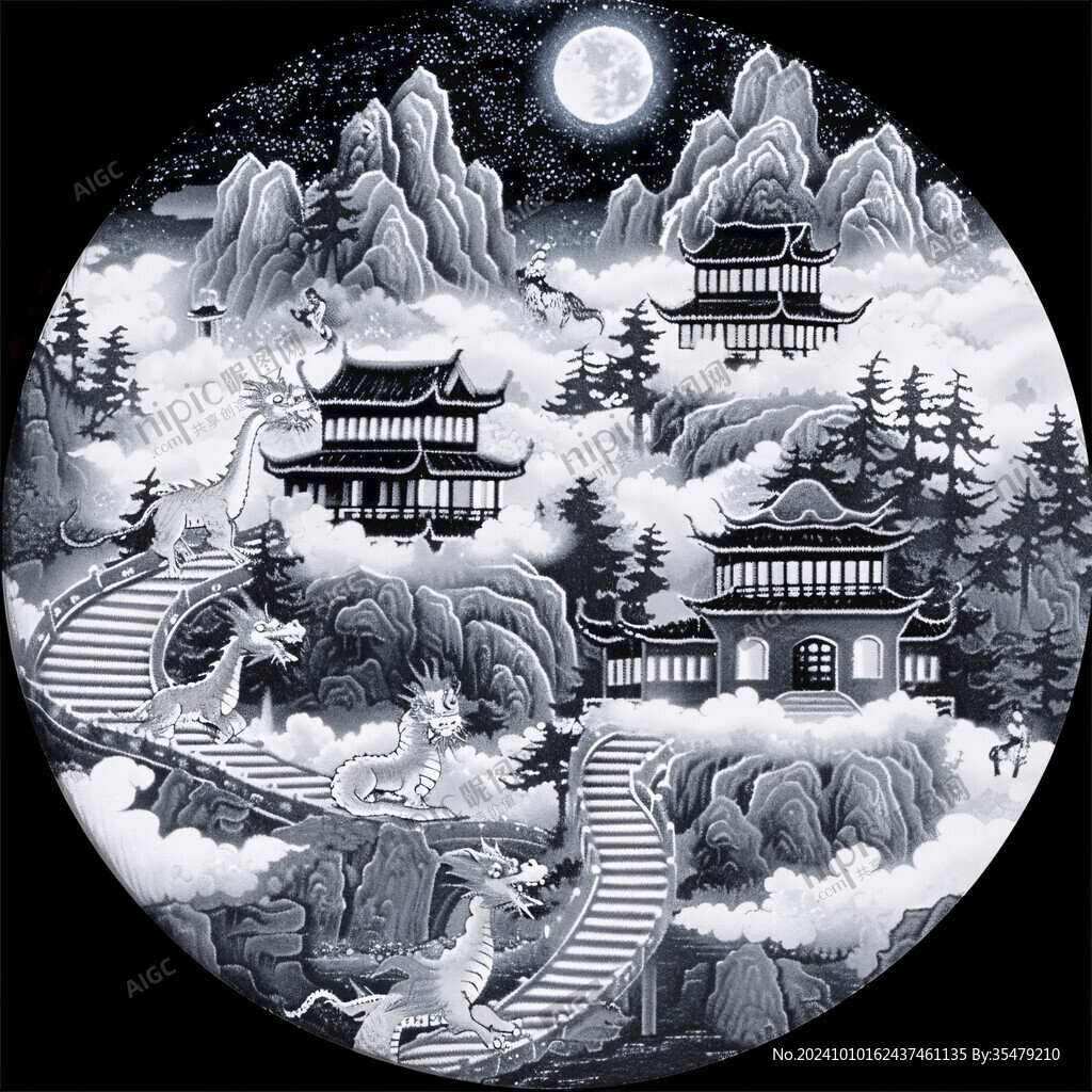 三潭映月插画