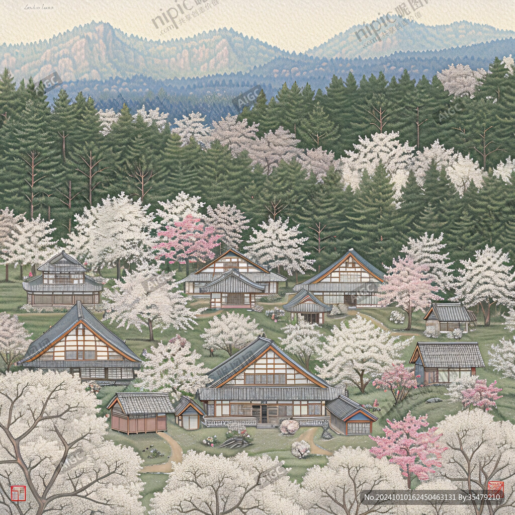 山村民居插画