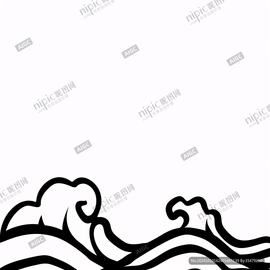 海浪线描图